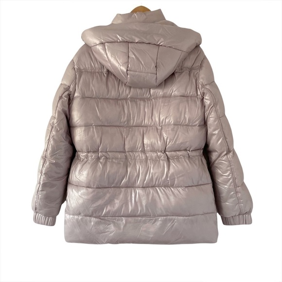 NEW DKNY Hooded Puffer Jacket in Metallic Wren size S - Picture 2 of 12
